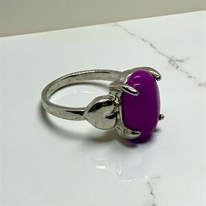 New Bold Oval Purple Statement Ring, Size 8